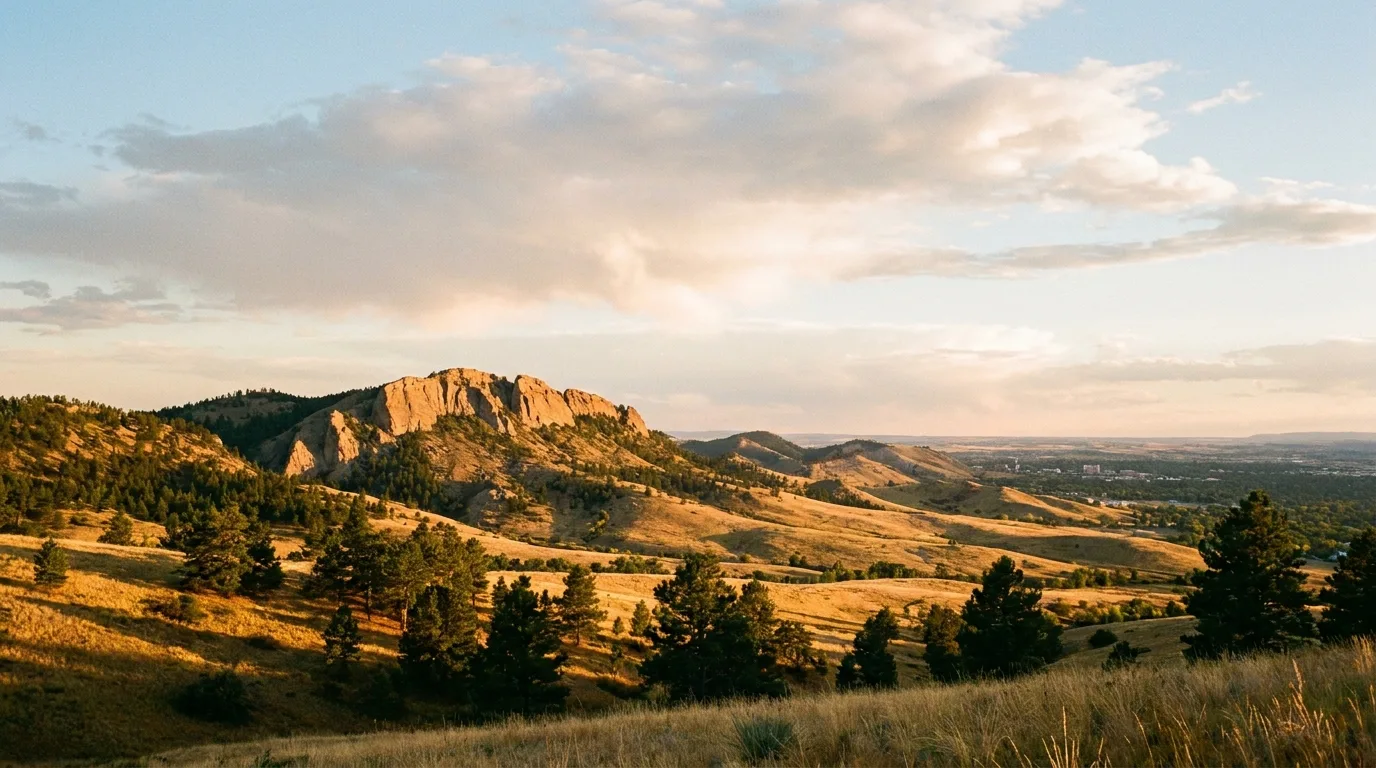 Horsetooth Rock and the Northern Colorado Front Range foothills at golden hour